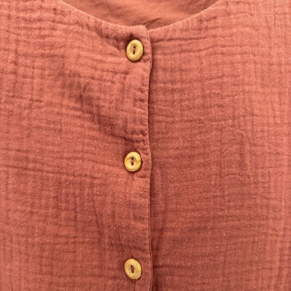 HM 100% COTTON GAUZE DRESS ROSE ORANGE 9-10 FLOWY ORGANIC CLASSIC DRIES FAST - Picture 2 of 15